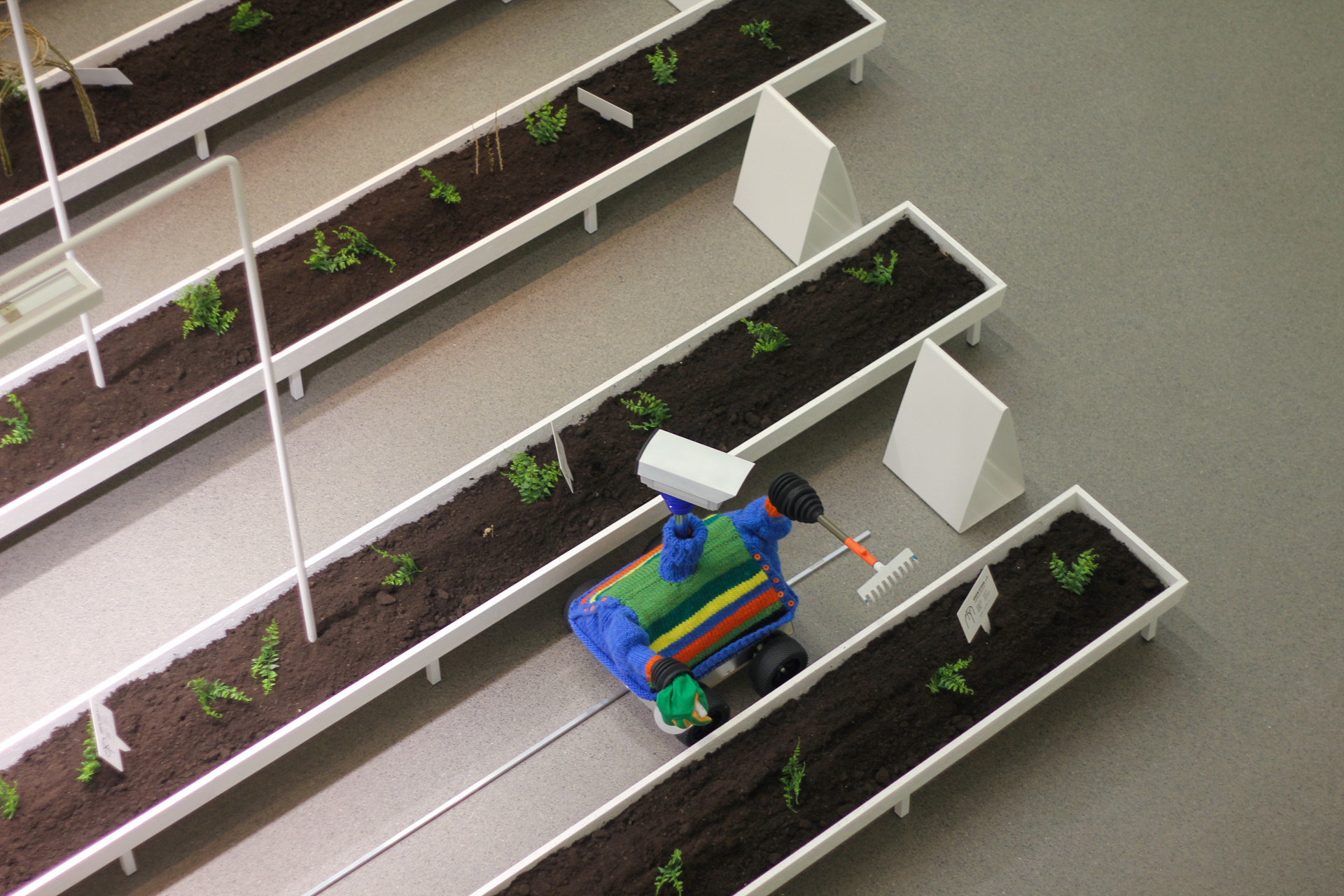 Robot between beds viewed from above